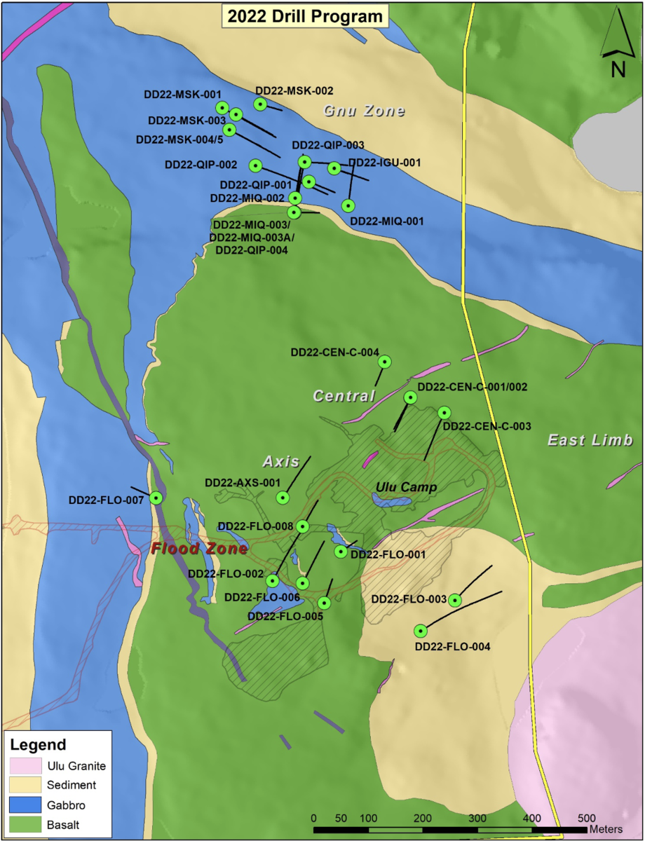 Figure 1: Plan map of 2022 drill holes